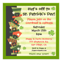 St Patrick TagesParty-Hut-Einladung