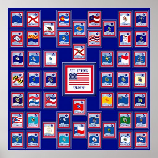 STAATS-FLAGGEN BLUE/555 USA 50 POSTER