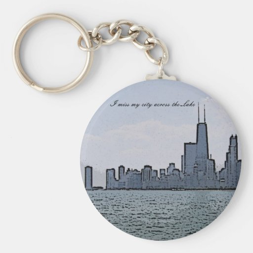 Stadt von Chicago- u. Michigansee-Skizze Schlüsselanhänger