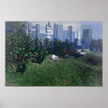 Städtische Picknick-Digital-Kunst durch B. Crisp Poster