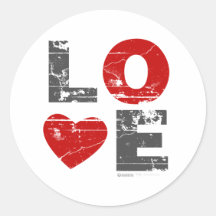 Städtisches romantisches des Vintagen Liebe-Herz-V Runder Sticker