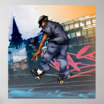 Städtisches Skateboardfahrer-Plakat