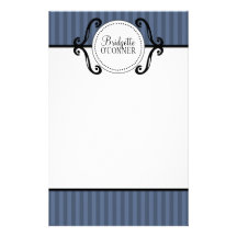 Stahlblau-unliniertes bezauberndes gestreiftes per personalisiertes büropapier
