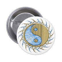 Stammes- Sand u. Wasser Yin Yang Anstecknadelbuttons