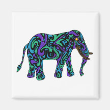 Stammes- Tätowierungs-Elefant in lila Blauem und g Kühlschrankmagnet