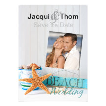 Starfish-Strand-Hochzeits-Foto Save the Date Personalisierte Einladungen