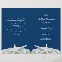 Starfish-und Blumen-Marine-Hochzeits-Programm-Scha Custom Flyer
