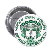 Starke Frauen-starker Planet Button