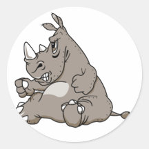Starker CartoonRhino Runde Sticker
