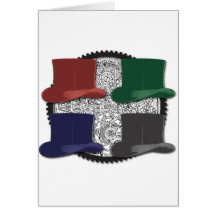 steampunk 4 farbige Hüte Karte
