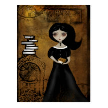Steampunk Bibliophile-Postkarte