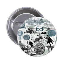 Steampunk Collage Colorized Buttons