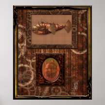 Steampunk Fliegenschiff Poster
