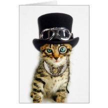 Steampunk Katzen-Anmerkungs-Karte