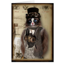 Steampunk Katzen-Gewohnheit Notecard Karte