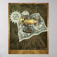 Steampunk lenkbar-Luft-Ausflug-Wand-Druck Plakate