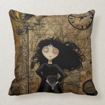 Steampunk Mädchen-Wurfs-Kissen