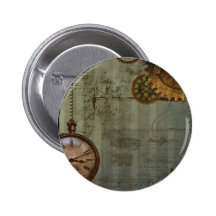 Steampunk Zeit-Maschine Anstecknadelbutton