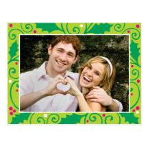 Stechpalmen-Feiertags-grüne u. rosa Foto-Postkarte