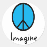Stellen Sie sich BLAUES Friedenssymbol vor Sticker