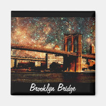 Sternenklare NachtBrooklyn-Brücke Kühlschrankmagnete