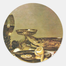 Stillleben (b)., durch Willem Claesz. Heda Runder Sticker