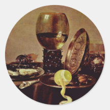 Stillleben., durch Heda, Willem Claesz. Runde Sticker