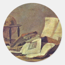 Stillleben durch Teniers D.J. David Runder Sticker