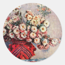 Stillleben mit Chrysanthemen durch Claude Monet Sticker