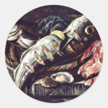 Stillleben mit Fischen, Runder Sticker