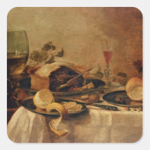 Stillleben mit Frucht-Torte, 1635 Quadrataufkleber