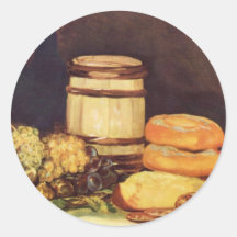 Stillleben mit Früchten, Flaschen, Brote - Goya Runde Sticker
