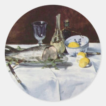 Stillleben mit Lachsen - Edouard Manet Runder Sticker