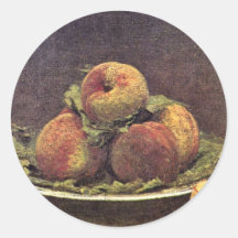 Stillleben mit Pfirsichen durch Fantin-Latour Henr Runde Sticker