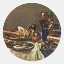 Stillleben mit Schinken durch Heda Willem Claesz. Aufkleber