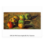 Stillleben mit sieben Äpfeln durch Paul Cezanne Postkarte