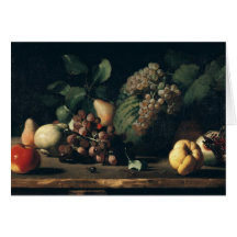 Stillleben mit Trauben und Granatapfel Karten