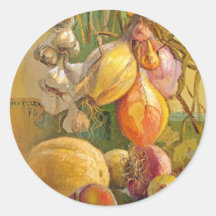 Stillleben mit Zwiebeln - Antonio Sicurezza Runder Sticker