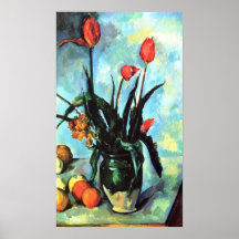 Stillleben, Vase mit Tulpen durch Paul Cezanne Posterdrucke