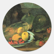 Stillleben vor einem Stich - Paul Gauguin Runder Sticker
