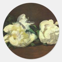 Stillleben, weiße Pfingstrosen - Edouard Manet Runde Sticker