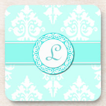 Stilvoller Damast und Monogramm-Untersetzer