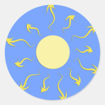 Stilvoller heller gelber Sun-Entwurf Runde Sticker