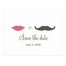 Stilvoller Schnurrbart und Lippen Save the Date Postkarte