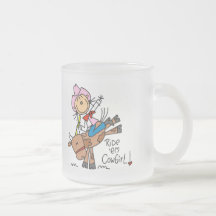 Stock-Mädchen-Fahrem-Cowgirl-T-Shirts und Geschenk Kaffee Haferl