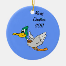 Stockenten-Enten-Cartoon-Fliegen Weihnachtsbaum Ornament