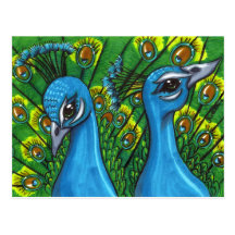 Stolze Pfauillustration Postkarte