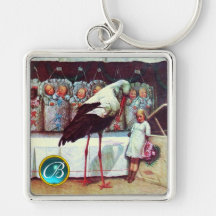 STORCH-BABY-DUSCHEN-EDELSTEIN-MONOGRAMM SCHLÜSSELBÄNDER