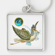STORCH-BABY-DUSCHEN-EDELSTEIN-MONOGRAMM SCHLÜSSELBÄNDER