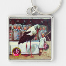 STORCH-BABY-DUSCHEN-EDELSTEIN-MONOGRAMM SCHLÜSSELBAND